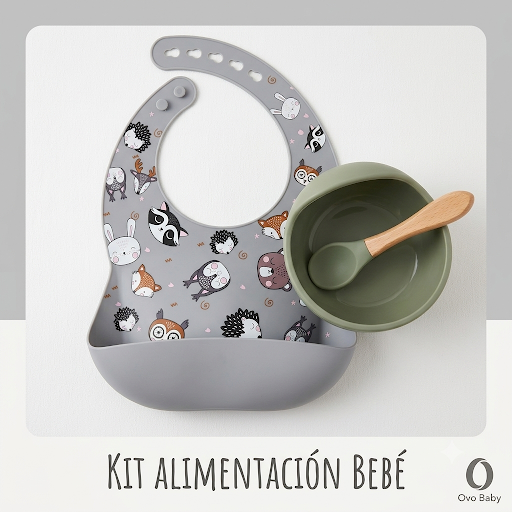 Pack alimentación bebé completo (babero+cuenco silicona)