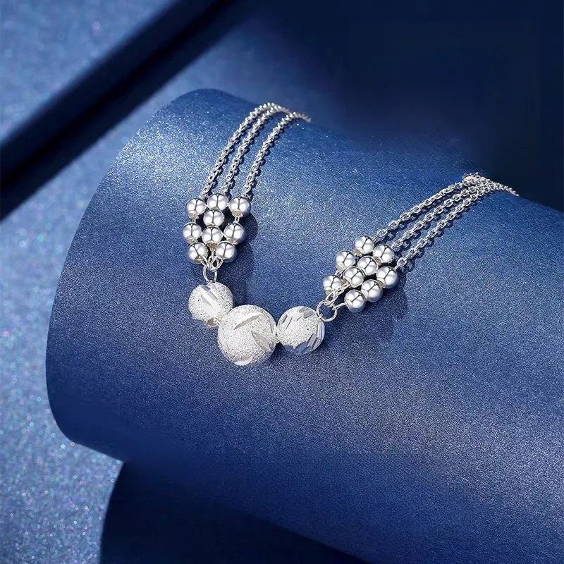 Set de joyería fina en plata 925: collar y pulsera "Lucky Beads"