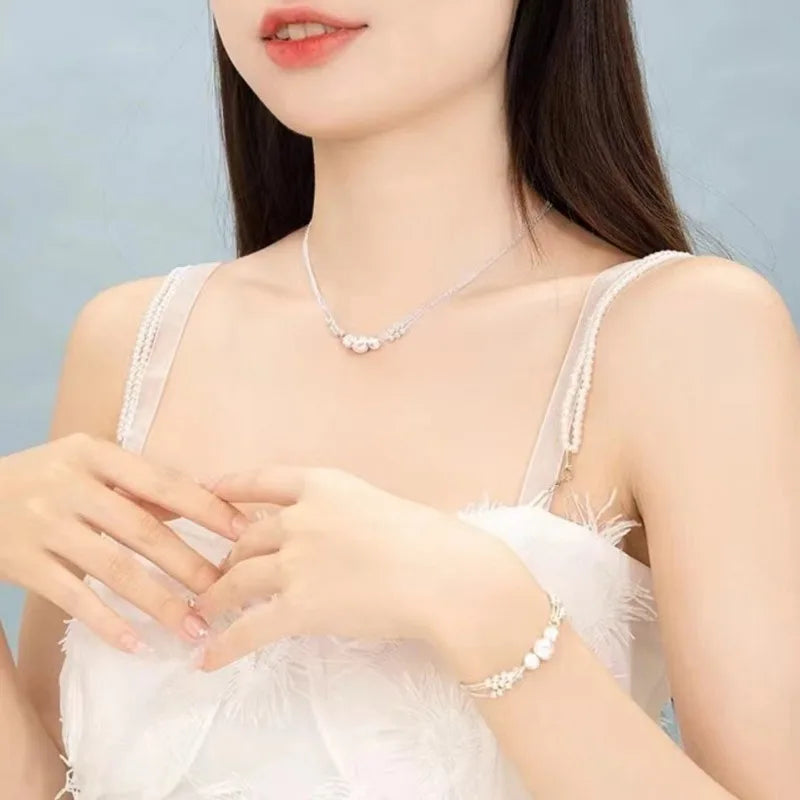 Set de joyería fina en plata 925: collar y pulsera "Lucky Beads"