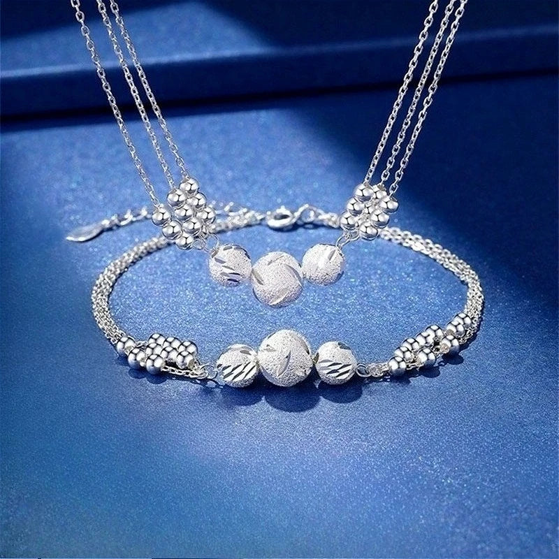 Set de joyería fina en plata 925: collar y pulsera "Lucky Beads"