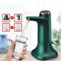 Dispensador de agua automático con bomba eléctrica, control por botón y carga USB.